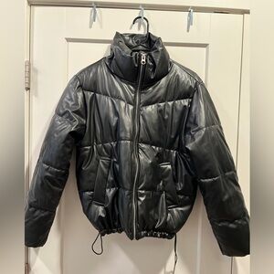 Women’s Black Faux Leather Puffer Size XS